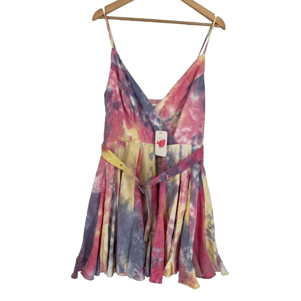 L'atiste By Amy Dress Womens Size 1X NWT Tie Dye Boho Fairycore Pastel Skater